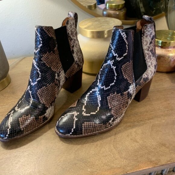 Madewell Regan Snakeskin Embossed Heel Boot - 9.5 - Picture 1 of 4